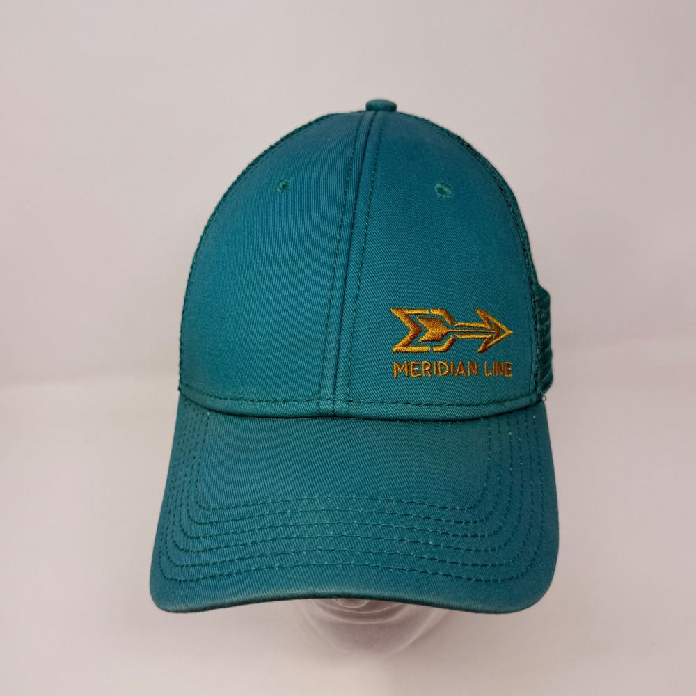 Meridian‎ Line Teal Green Mesh Trucker Hat Snapback Mountain Graphic OSFA